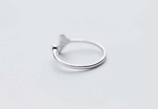 White Cubic Zircon Whale Adjustable Silver Ring for Women