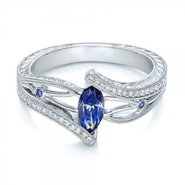 Blue Rhinestone Luxurious Ring for Women
