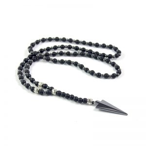 Black Onyx Gemstone Necklace with Arrowhead Pendant