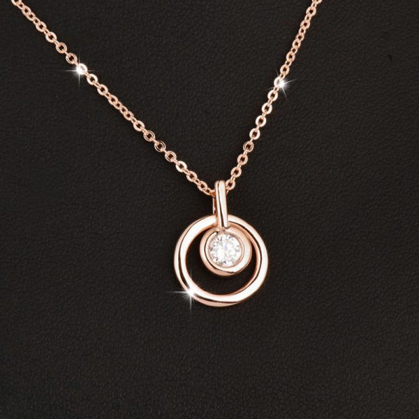 Classic Circle Round Pendant Necklace With Cubic Zirconia