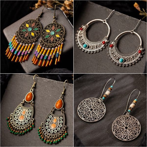 Multiple Vintage Ethnic Dangle Drop Earrings for Women