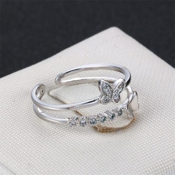 Butterfly Ring with Crystal for Women