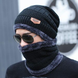 Écharpe de bonnet d'hiver en tricot pour homme