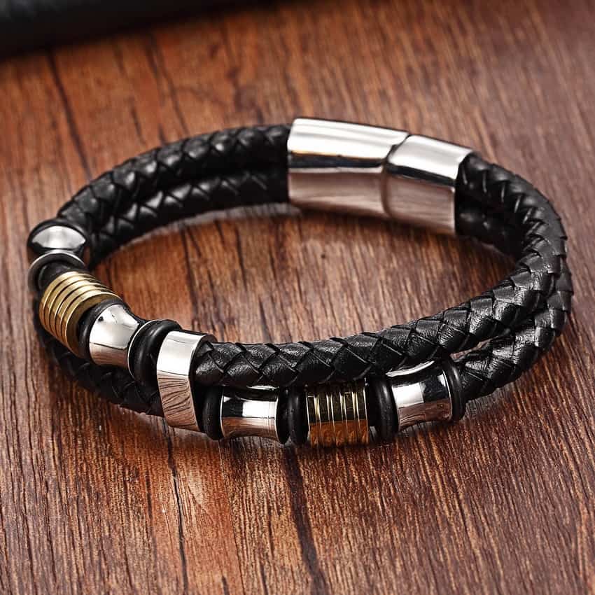 Double Layer Braided Leather Bracelet